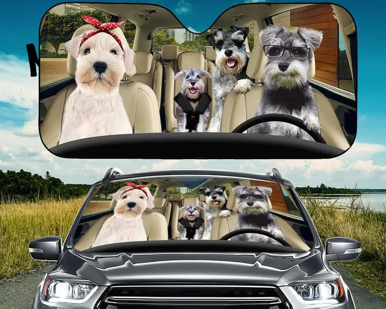 

Schnauzers Family Car Sunshade, Funny Dogs Auto Sun Shade, Car Auto Sun Shade, Car Windshield, Car Accessories, Dog Mom - Dog Lo