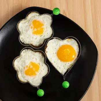 5pcs/세트 스테인레스 스틸 계란 튀김 기계 심장 모양의 계란 튀김 기계 아침 식사 베이킹 모델 계란 튀김 기계 가제트 상품 이미지