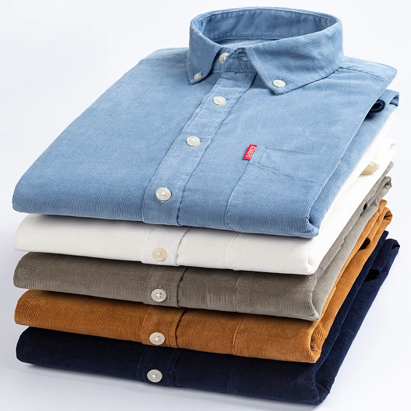 New men's pure cotton shirt, all cotton corduroy long sleeved retro slim fit shirt, Korean version, comfortable and breathable
New men's pure cotton shirt, all cotton corduroy long sleeved retro slim fit shirt, Korean version, comfortable and breathable