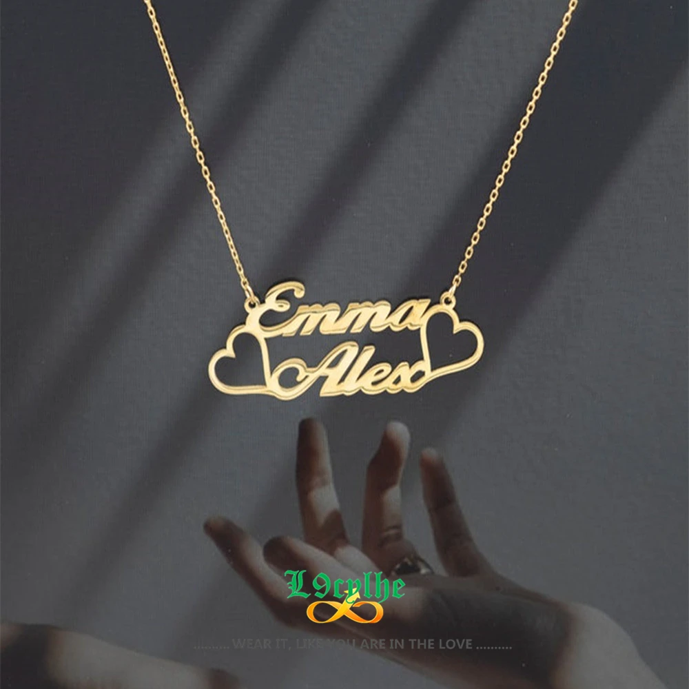 Double Name Necklace with Heart Charm Choker Custom Two Name Necklaces Stainless Steel Collares Kpop Jewelry
Double Name Necklace with Heart Charm Choker Custom Two Name Necklaces Stainless Steel Collares Kpop Jewelry