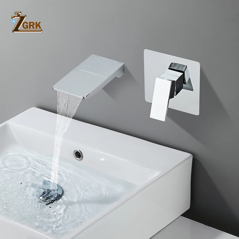 

Concealed Bathtub Faucet Wall Mounted Waterfall Basin Faucet Hot and Cold Bathroom Faucets Brass Bathtub Tap Single Handle