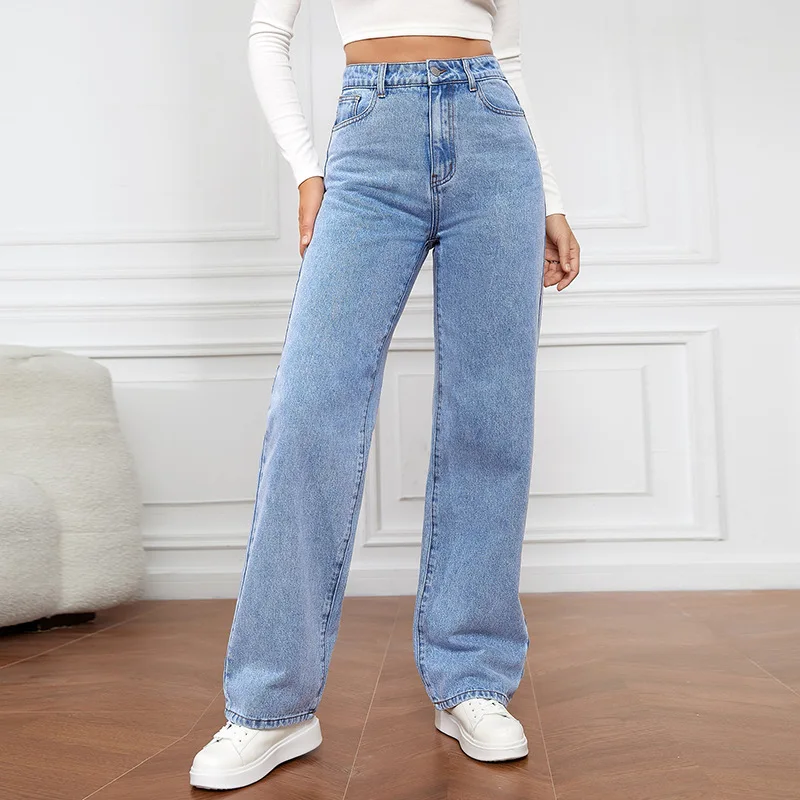 Women Jeans Pants Washed Blue Denim Straight Full Length Classic Stylish Vintage Female High Waist Jeans Trousers C5135
Women Jeans Pants Washed Blue Denim Straight Full Length Classic Stylish Vintage Female High Waist Jeans Trousers C5135