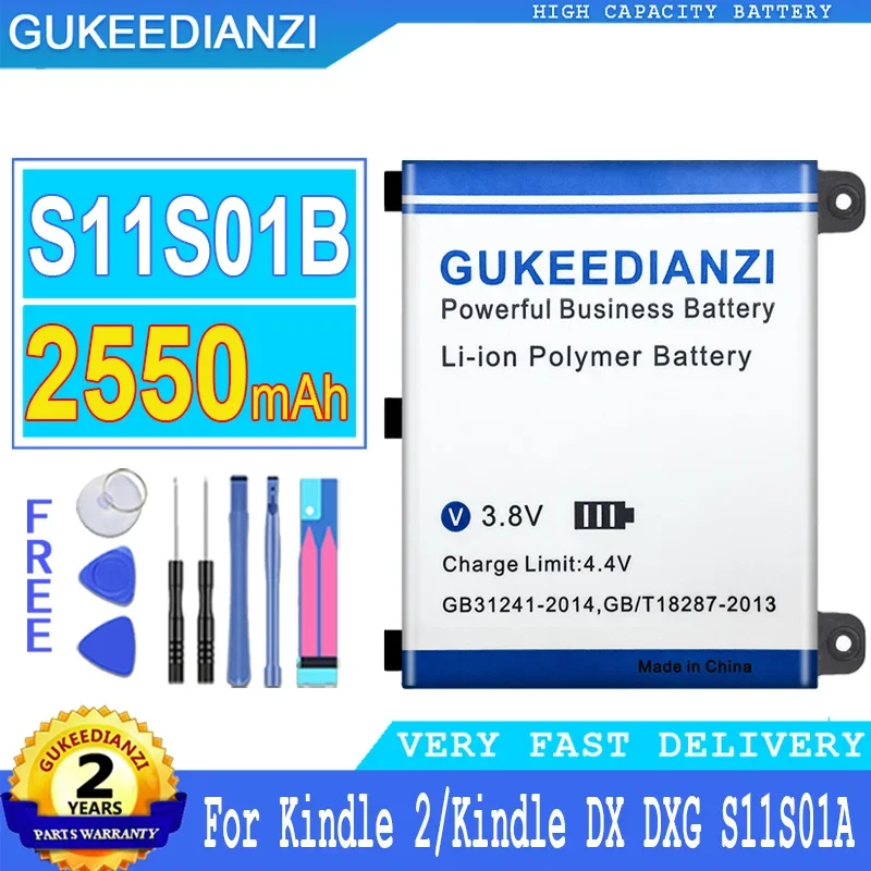 

GUKEEDIANZI Battery S11S01B for Amazon Kindle 2 and Kindle2 DX DXG D00511 D00701 D00801, Big Power Battery, 2550mAh