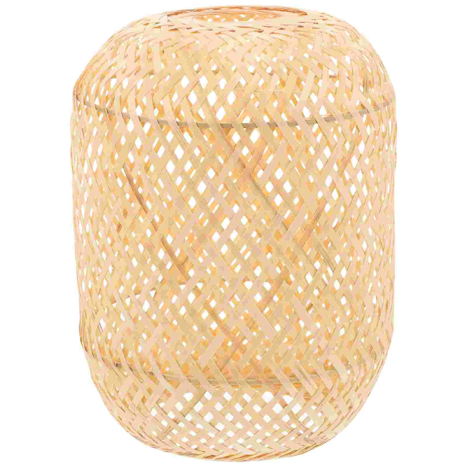 

Bamboo Lampshade Decor Woven Table Rustic Lantern Decorative Light Covers Desk Lampshades for