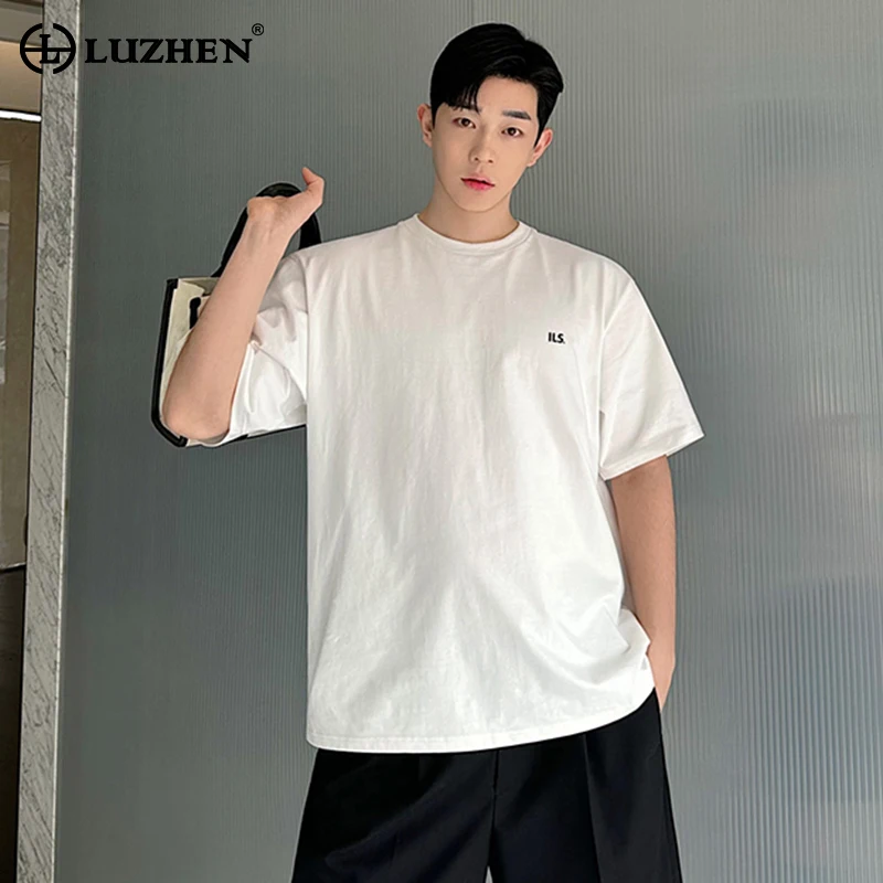 

LUZHEN модные дизайнерские футболки с коротким рукавом с буквенным принтом 2024 летние новые оригинальные корейские мужские уличные Топы Бесплатная доставка LZ2859