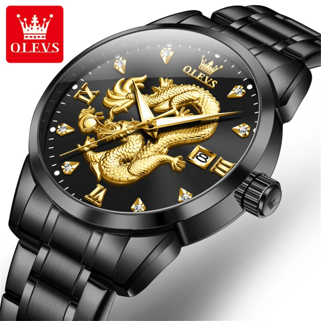 

OLEVS 3619 Quartz Fashion Watch Gift Round-dial Stainless Steel Watchband Calendar