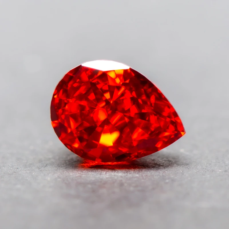 

Cubic Zirconia Pear Shape Red Color 5A Grade 4k Crushed Ice Cut Charm Beads for DIY Jewelry Making Rings Necklace Main Materials