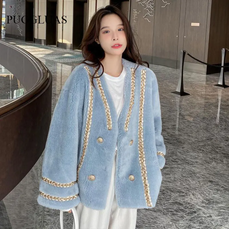 2022 Elegant Faux Fur Cropped Jacket Women Fall Winter Fashion Sweet Long Sleeve V Neck Blue Plush Coat Korean Kawaii Outerwear
2022 Elegant Faux Fur Cropped Jacket Women Fall Winter Fashion Sweet Long Sleeve V Neck Blue Plush Coat Korean Kawaii Outerwear