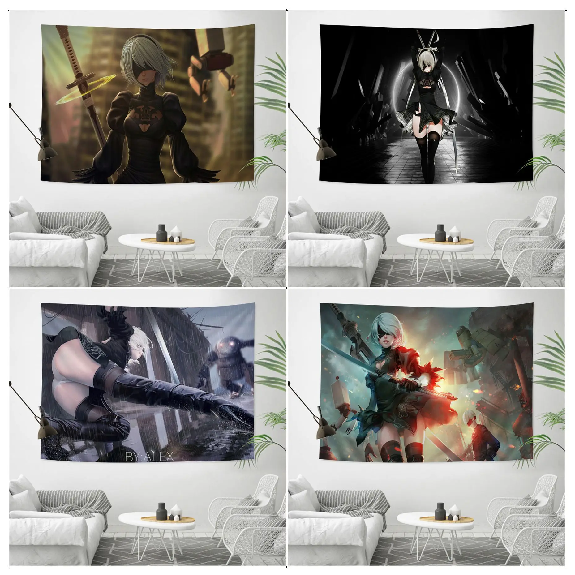 

Nier Automata Tapestry Chart Tapestry for Living Room Home Dorm Decor Art Home Decor