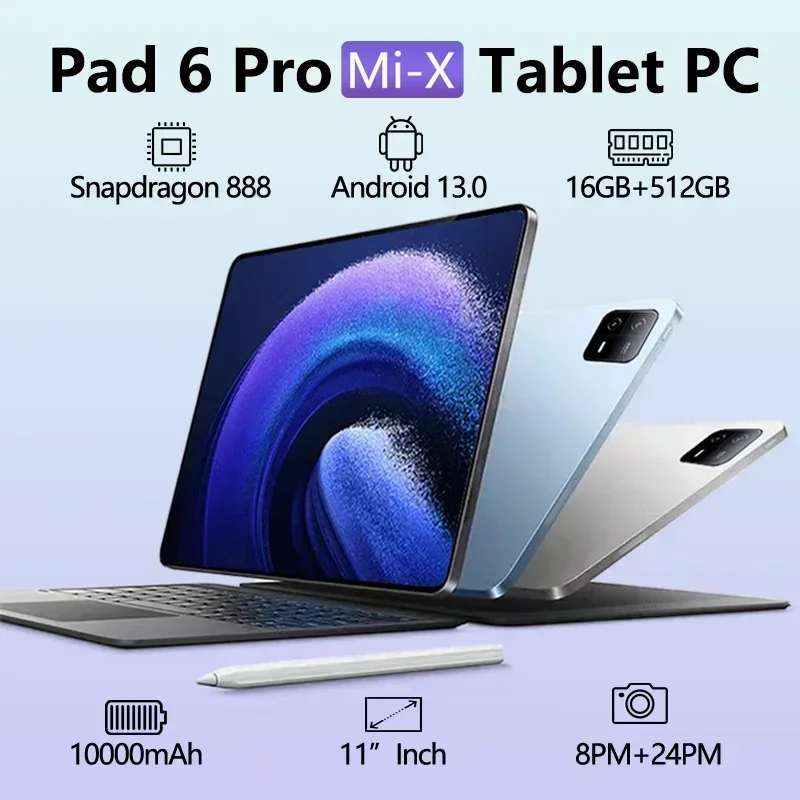 Pad 6 Pro Original Global Tablet Android 13 Snapdragon 888 16GB+1TB Tablets PC 5G Dual SIM Card or WIFI HD 4K Mi Tab 2024 New
Pad 6 Pro Original Global Tablet Android 13 Snapdragon 888 16GB+1TB Tablets PC 5G Dual SIM Card or WIFI HD 4K Mi Tab 2024 New