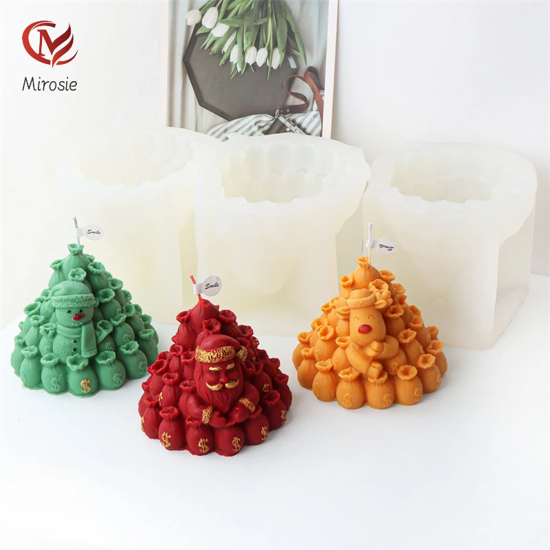 

Mirosie Silicone Stacked Loaf Bag Santa Claus Candle Mold Dollar Snowman Elk Aromatherapy Plaster Christmas Candle Making Kit