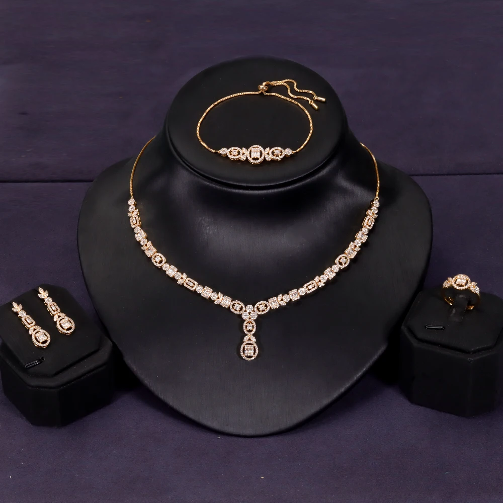 

JEWEL Hot Selling Item 4 PCS Women Fashion Jewellery Set For Wedding Engagement High Quality Cubic Zirconia Gift