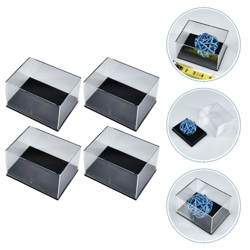 

4 Pcs Display Cabinet Mini Cube Containers Storage Box Mineral Specimen Boxes Clear Cases Transparent