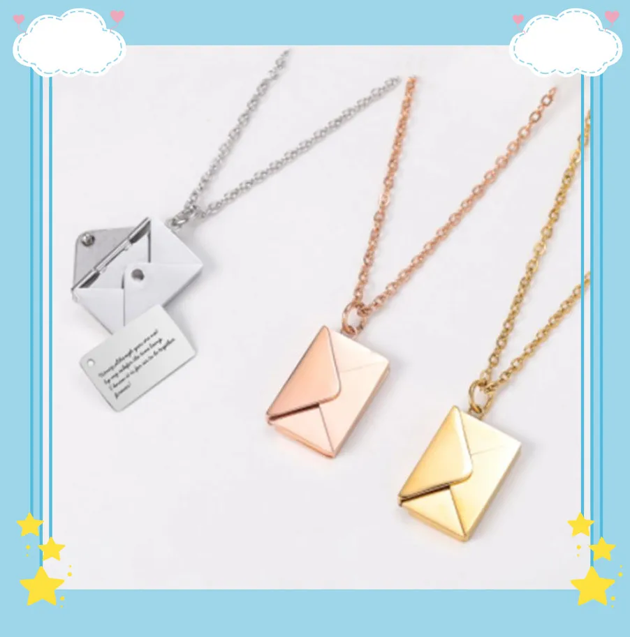 

Custom 3D Photo Letter Envelope Necklaces For Women Stainless Steel Personalized Picture Bridesmaids Pendant Valentine Day Gift