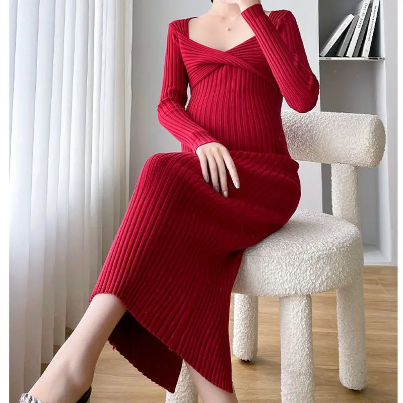Maternity Dresses Spring Autumn Clothes For Pregnant Women Dress Korean V Neck Slim Knit High Waist Dress Pure Pregnancy Dresses
Maternity Dresses Spring Autumn Clothes For Pregnant Women Dress Korean V Neck Slim Knit High Waist Dress Pure Pregnancy Dresses