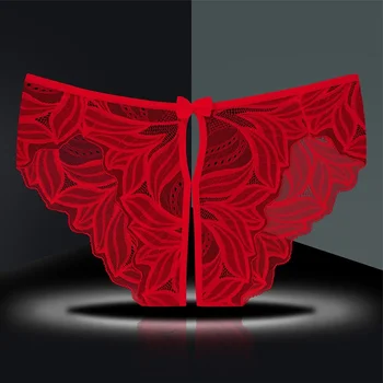 Culotte sexy taille basse pour femmes, sous-vêtement ouvert sans entrejambe, lingerie en dentelle ajourée, caleçon respirant pour dames, 7.0 2