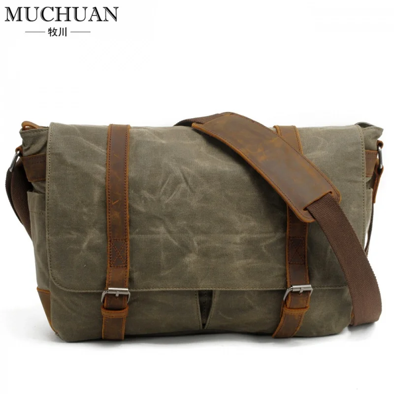 Retro canvas shoulder bag casual crossbody men's bag wax waterproof canvas laptop bag with Crazy Horse leather messenger bag who
Retro canvas shoulder bag casual crossbody men's bag wax waterproof canvas laptop bag with Crazy Horse leather messenger bag who