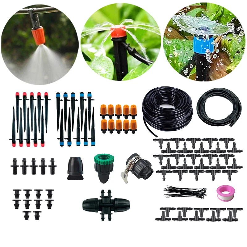

30M Greenhouse Micro Drip Irrigation Kit Automatic Patio Misting Plant Watering System with 1/4 Inch 1/2 inch Blank Distributi