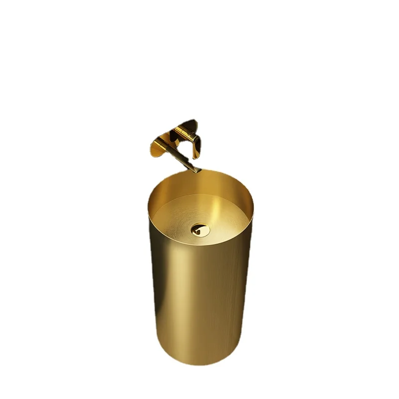 Golden stainless steel column washbasin Nordic bathroom sink basin integrated floor-standing column basin
Golden stainless steel column washbasin Nordic bathroom sink basin integrated floor-standing column basin