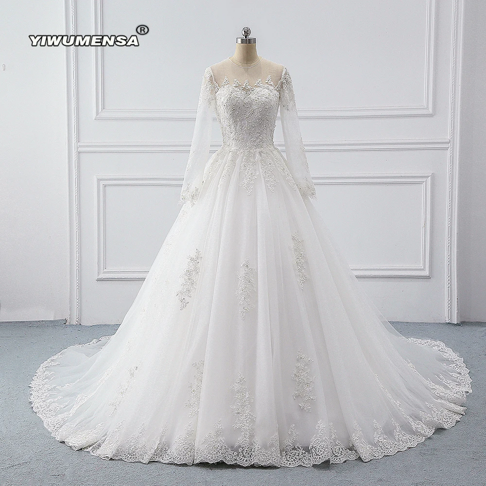 Modern Princess Wedding Dresses For Women Marriage Long Sleeves O Neck Ivory Appliques Bride Formal A Line Gowns Custom Made NEW
Modern Princess Wedding Dresses For Women Marriage Long Sleeves O Neck Ivory Appliques Bride Formal A Line Gowns Custom Made NEW