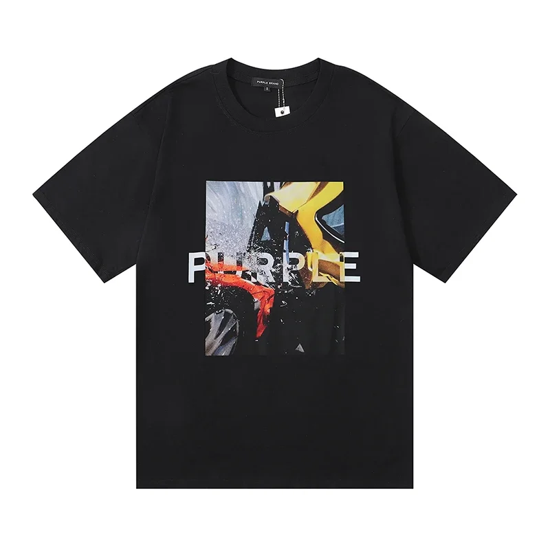 PURPLE Cotton Arrival Men Women Black White O-Neck Short Sleeve Logo Letter T Shirt New Vintage Printing TEE Oversize 
PURPLE Cotton Arrival Men Women Black White O-Neck Short Sleeve Logo Letter T Shirt New Vintage Printing TEE Oversize