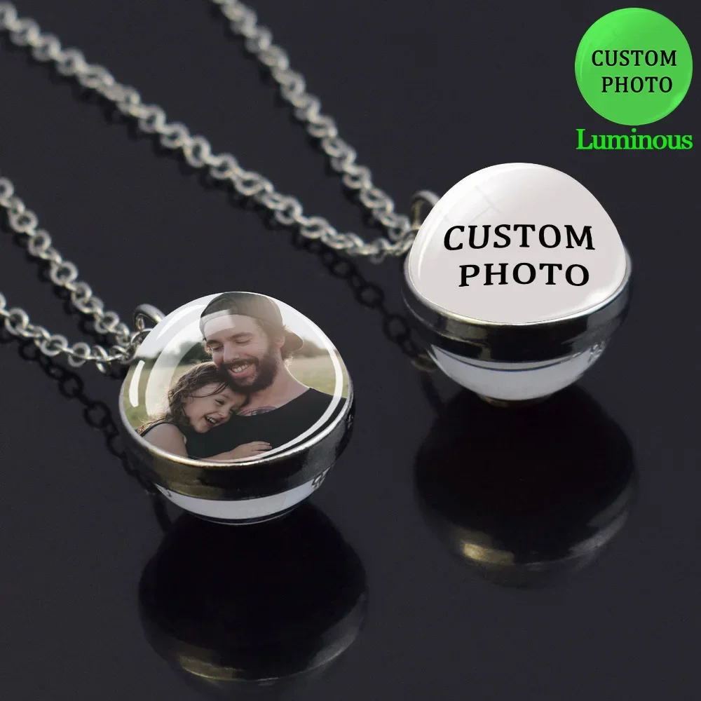 

DIY Custom Pendants Necklace Customized Photo Picture Images Double Sided Glass Ball Pendant Personalized Jewelry Souvenir Gift