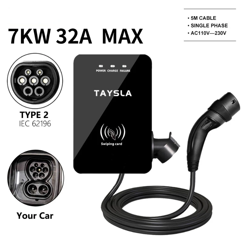 New 7KW TYPE 2 EV Charger for Tesla Model Y Swipe Card Electric Car Charging Electric Vehicle Charging Station EVSE for Tesla
New 7KW TYPE 2 EV Charger for Tesla Model Y Swipe Card Electric Car Charging Electric Vehicle Charging Station EVSE for Tesla