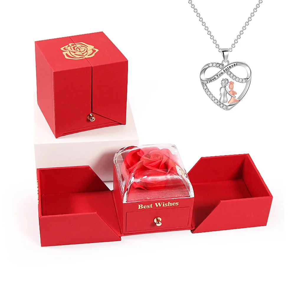 Eternal Rose Jewelry Box Red Preserved Flower Storage Case with Necklace Forever Love Valentine Christmas Gift for Girls Women
Eternal Rose Jewelry Box Red Preserved Flower Storage Case with Necklace Forever Love Valentine Christmas Gift for Girls Women