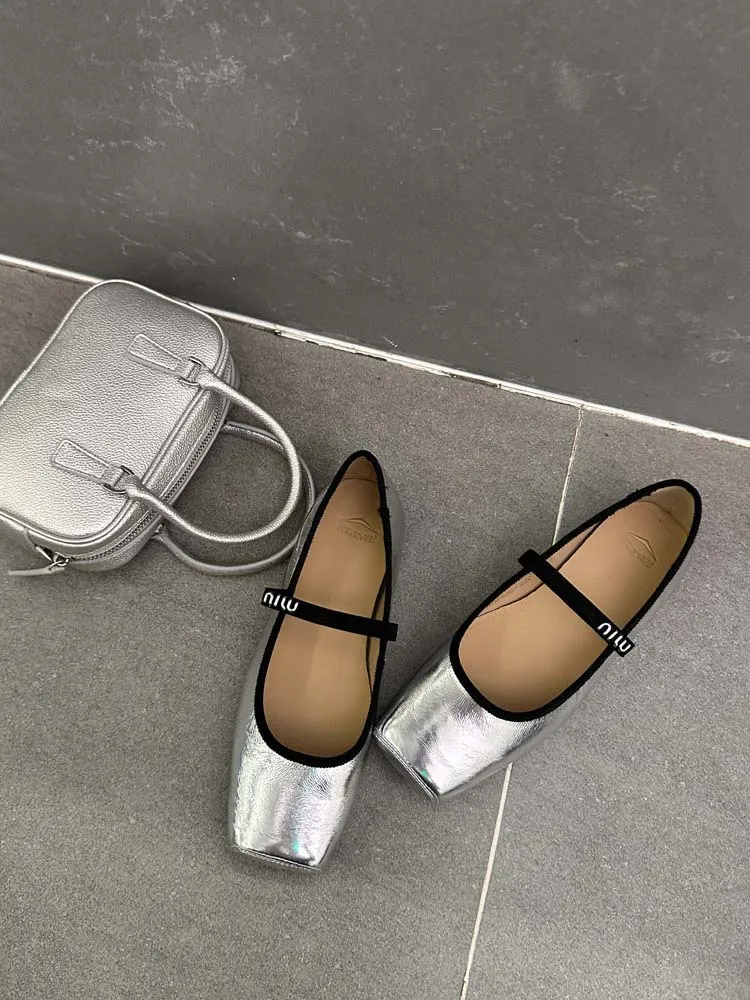 Women Ballet Flats Fashion Square Toe Pumps Female Mary Jane Shoes Soft Leather Slip-on Casual Shoes Office Lady Work Thin Shoes S00bf3d2631bf423eaf8996f82355acbfG