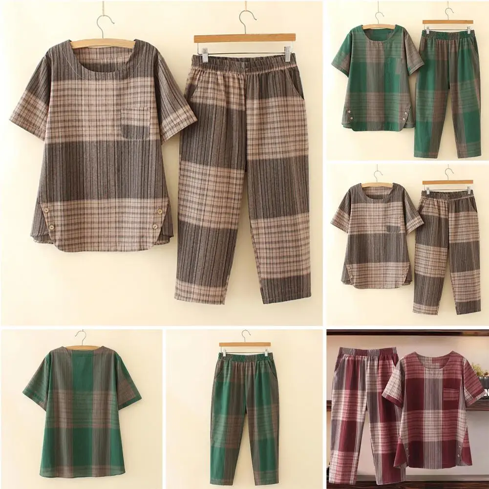 Lady Clothes Plaid Print Women's Homewear Set with Color Matching Top Wide Leg Pants Plus Size Pajamas Sleepwear for Comfort
Lady Clothes Plaid Print Women's Homewear Set with Color Matching Top Wide Leg Pants Plus Size Pajamas Sleepwear for Comfort