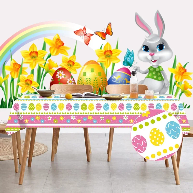 Easter Tablecloth Disposable Happy Egg Bunny Design Reusable Plastic Rectangular Table Cover Easter Party Decorations for Home
Easter Tablecloth Disposable Happy Egg Bunny Design Reusable Plastic Rectangular Table Cover Easter Party Decorations for Home