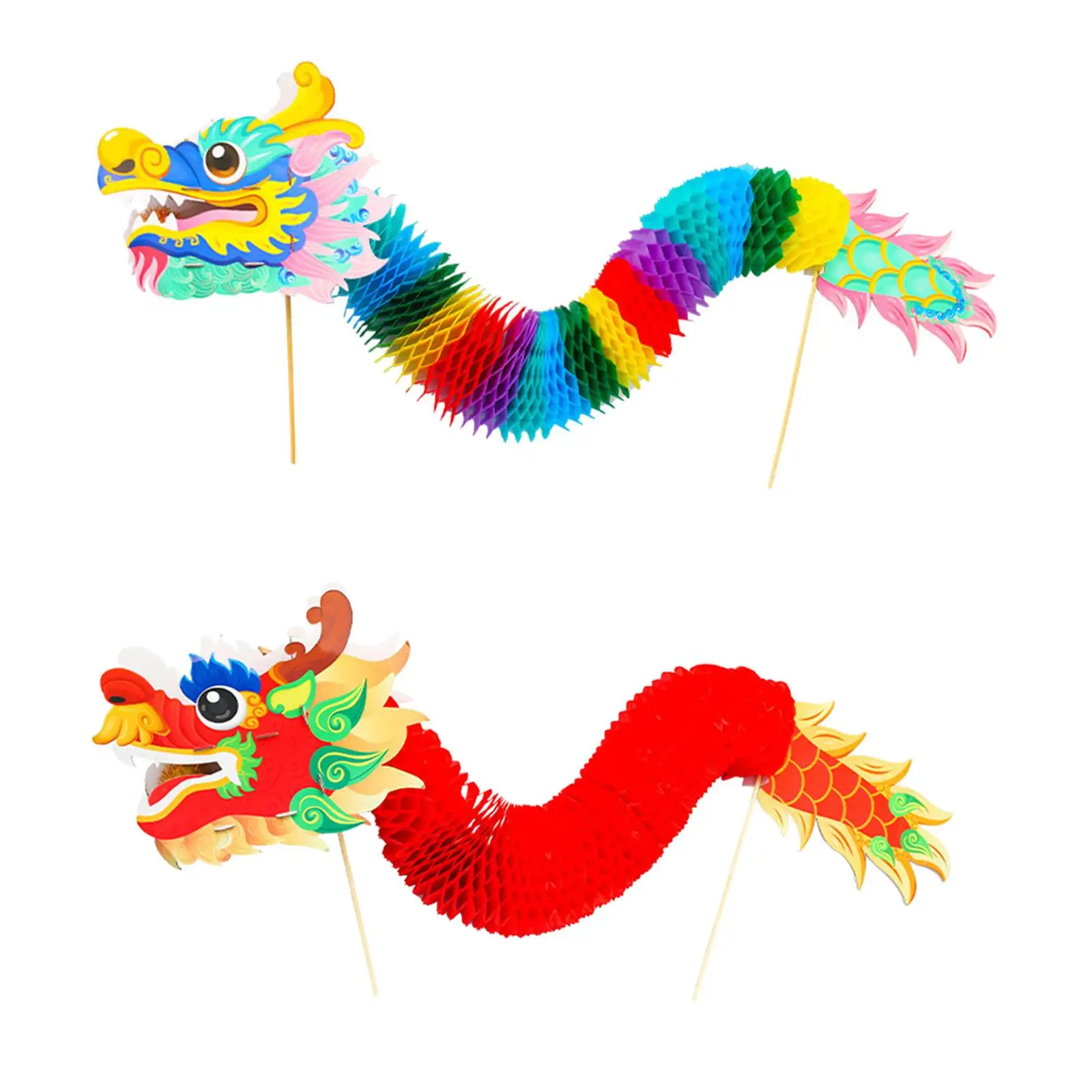 

Chinese Paper Dragon, Chinese New Year Dragon Garland Puppet Set, Folded Tissue Crafts Toys for Dragon Boat Festival