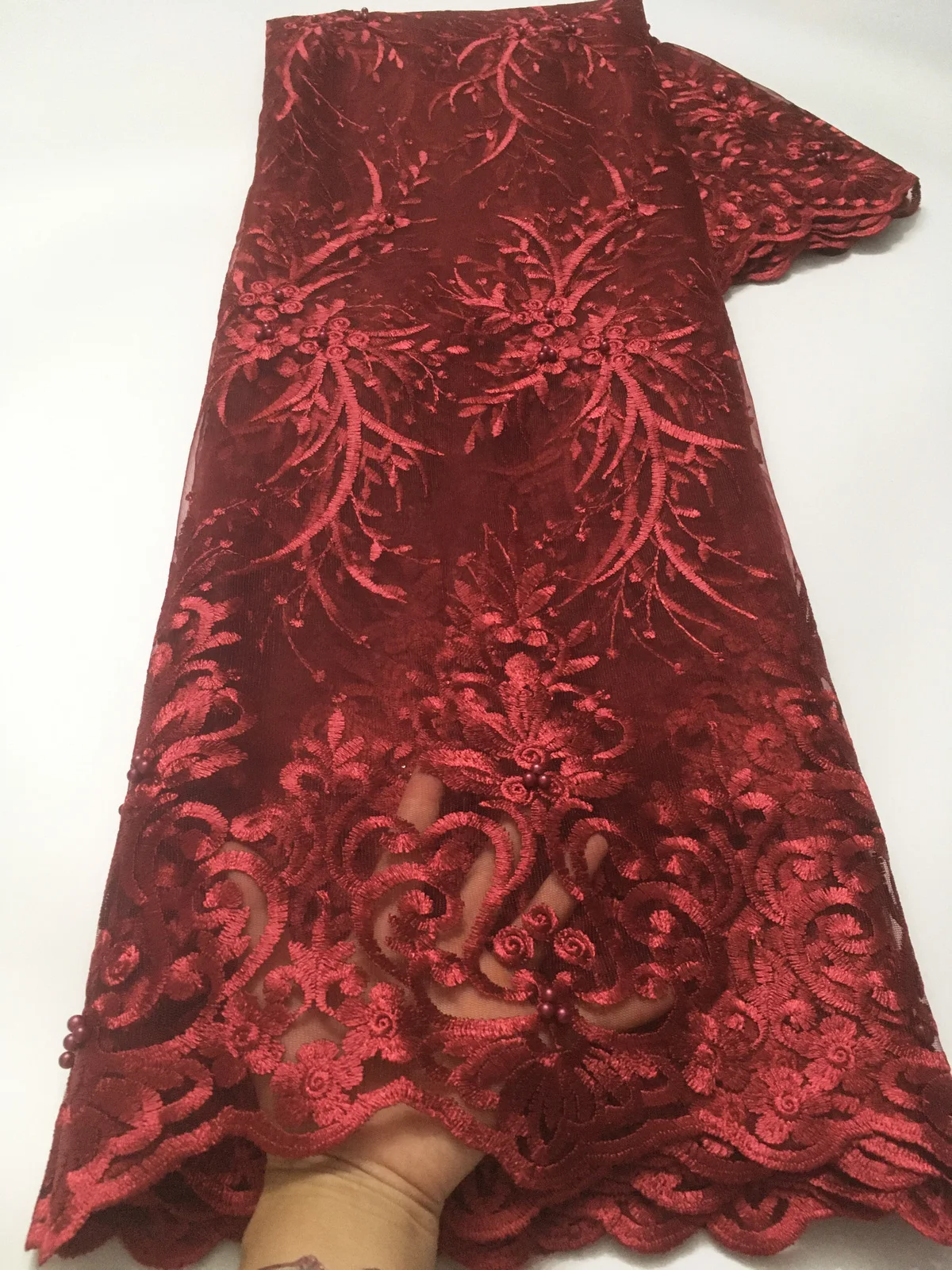Latest Red Beaded French Tulle Mesh Lace Fabric For Party 2022 High Quality African Nigerian Lace Fabric For Wed Dress PPP04A
Latest Red Beaded French Tulle Mesh Lace Fabric For Party 2022 High Quality African Nigerian Lace Fabric For Wed Dress PPP04A