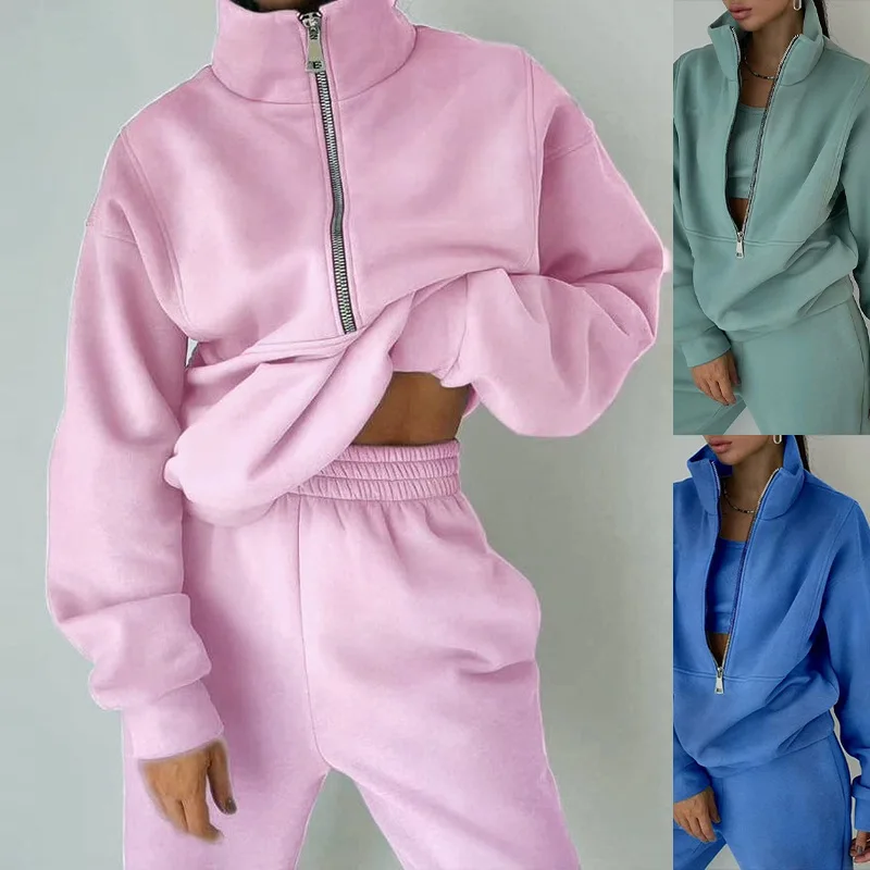 Women's new zipper fleece sweater Sports fashion casual suit Autumn and winter 2022
Women's new zipper fleece sweater Sports fashion casual suit Autumn and winter 2022