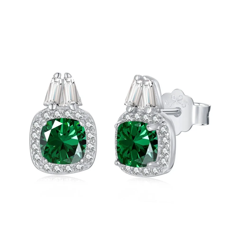 

Fashionable 925 Pure Silver Ear Studs with A Sense of Luxury and Retro Temperament, and Versatile Zirconium Inlay