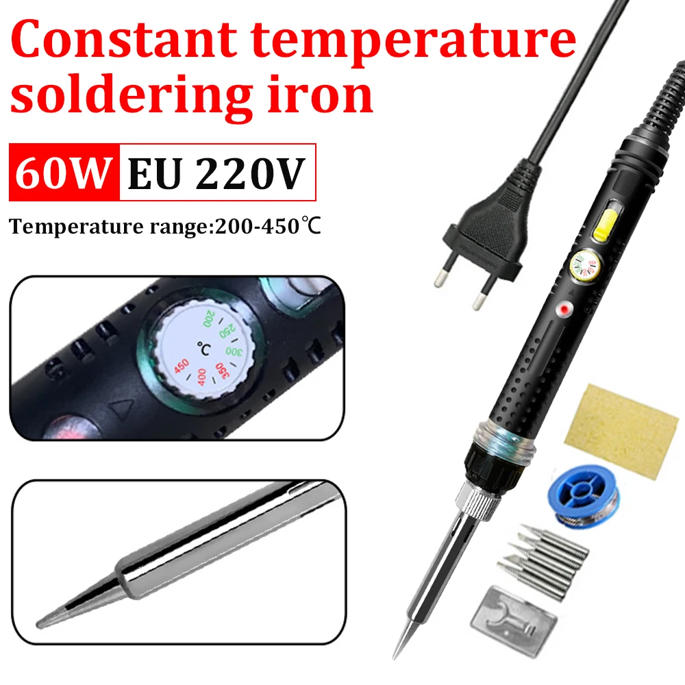 Adjustable Temperature Electric Soldering Iron 220V 110V 60W 80W Welding Solder Rework Station Heat Pencil Tips Repair Tools
Adjustable Temperature Electric Soldering Iron 220V 110V 60W 80W Welding Solder Rework Station Heat Pencil Tips Repair Tools
