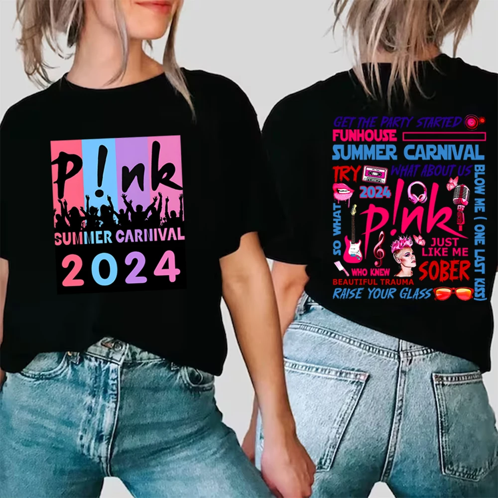 

Summer Carnival 2024 P!nk Y2K Clothing Music Festival Shirt Women's T-Shirt Pink Singer Tour Streetwear Clothes Man