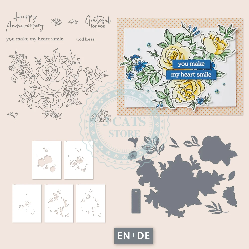 

MP936 Spring Flowers Layers Of Beauty Clear Stamp Cutting Dies DIY Scrapbooking Supplies Stamps Metal Dies For Cards Albums