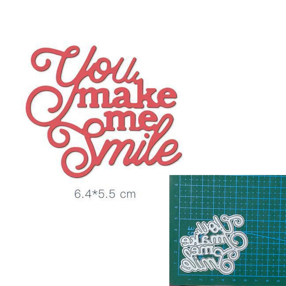 You Make Me Smile Die Cut Word Metal Cutting Dies Scrapbooking Album for Card Making Decoration Blade Punch Embossing Craft Dies
You Make Me Smile Die Cut Word Metal Cutting Dies Scrapbooking Album for Card Making Decoration Blade Punch Embossing Craft Dies