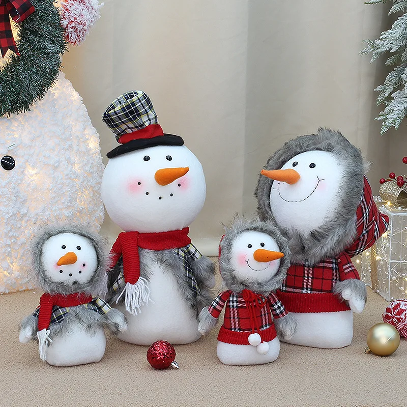 

4 Pcs/Lot Christmas Cute Snowman Doll Shopping Mall Window Scene Layout Christmas Gift Decorations Doll Ornaments