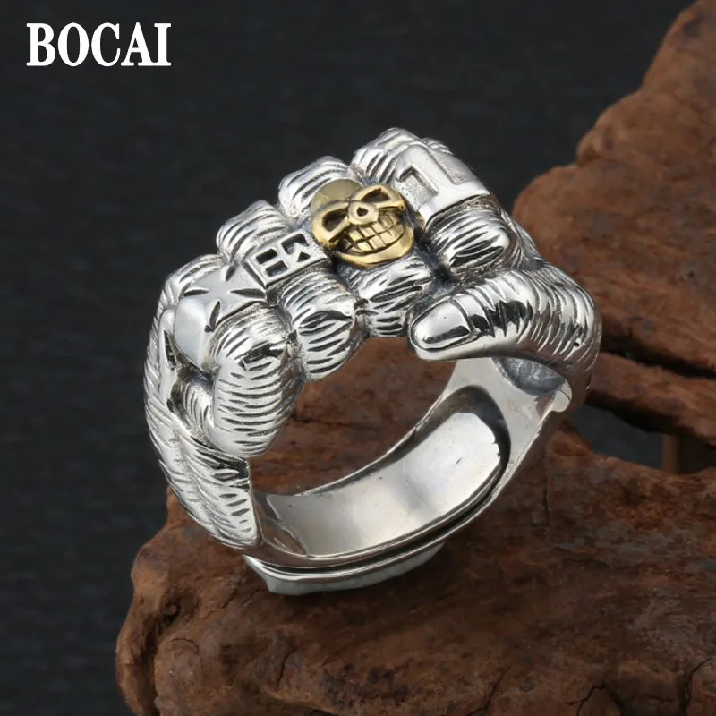 BOCAI 100% S925 Sterling Silver Jewelry Creative Skull Domineering Power Fist Fashion Men's Ring
BOCAI 100% S925 Sterling Silver Jewelry Creative Skull Domineering Power Fist Fashion Men's Ring