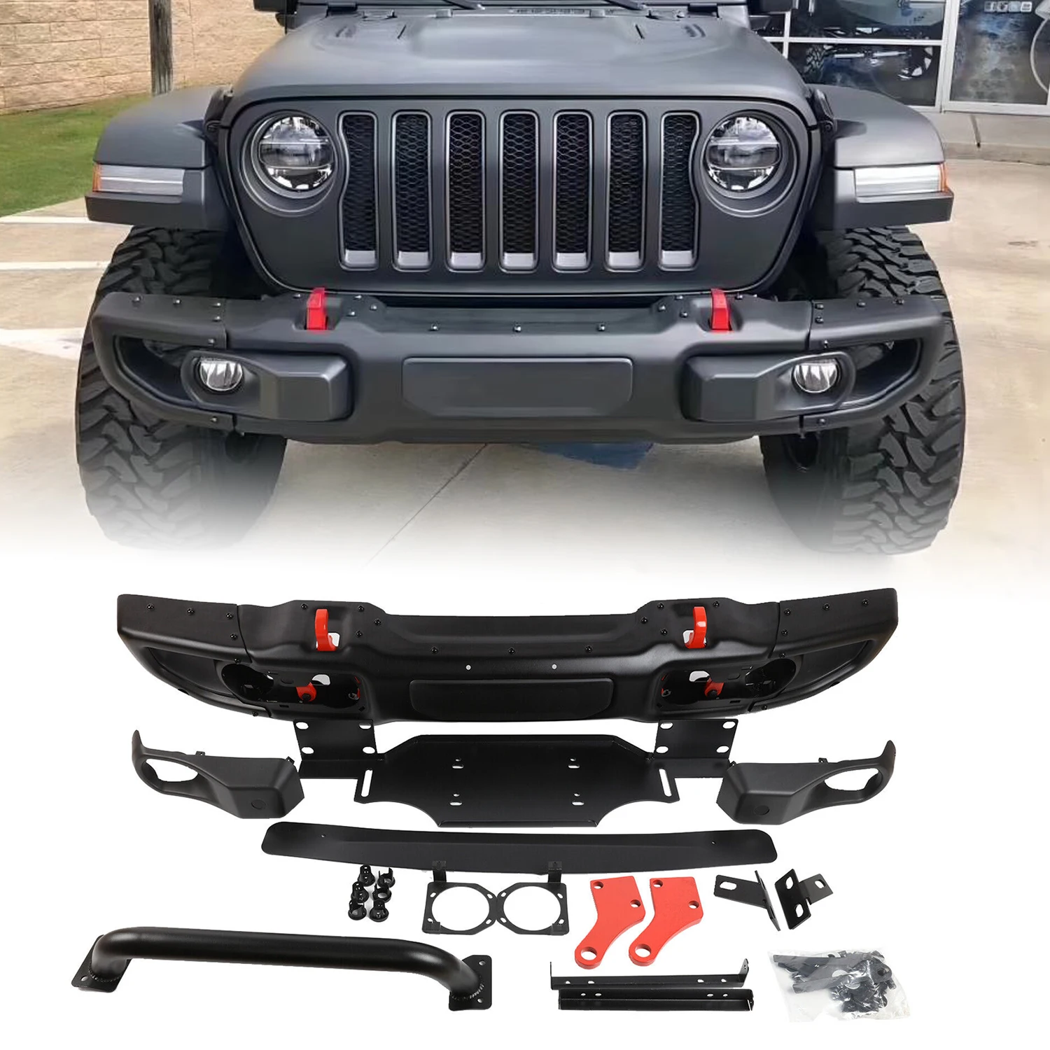 Metal 10th Anniversary Style Front Bumper with Fog Lights for Jeep Wrangler JL 2018+
Metal 10th Anniversary Style Front Bumper with Fog Lights for Jeep Wrangler JL 2018+