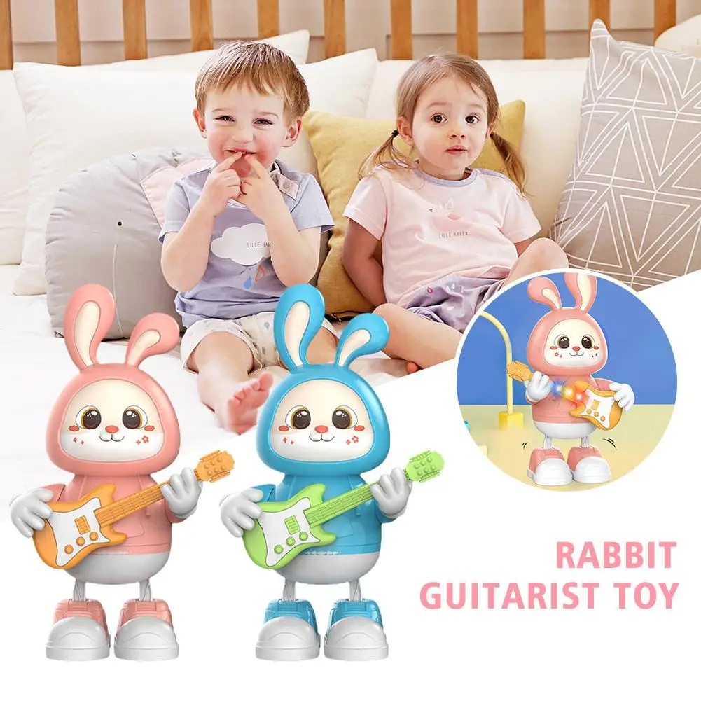 

Rocking Dancing Bunny Cute Rabbit Toys Playing Guitar Electronic Interactive Educational Toys For Kids Rich Sound Children O3U9