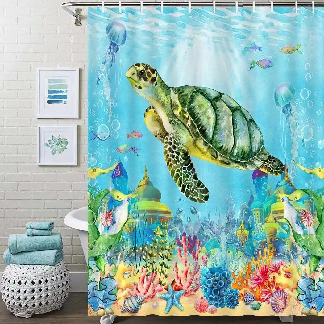 Underwater Tropical Marine Animal Sea Turtle Shower Curtain Ocean Shower Curtain for Bathroom Nautical Beach Bathtub Decor Set
Underwater Tropical Marine Animal Sea Turtle Shower Curtain Ocean Shower Curtain for Bathroom Nautical Beach Bathtub Decor Set