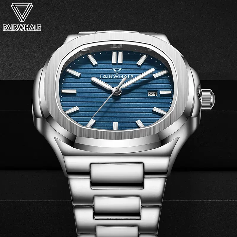 

Fashion Brands Mark Fairwhale Luxury Watch For Mens Automatic Date Stainless Steel Clocks Waterproof Business Wrist Watches 2023