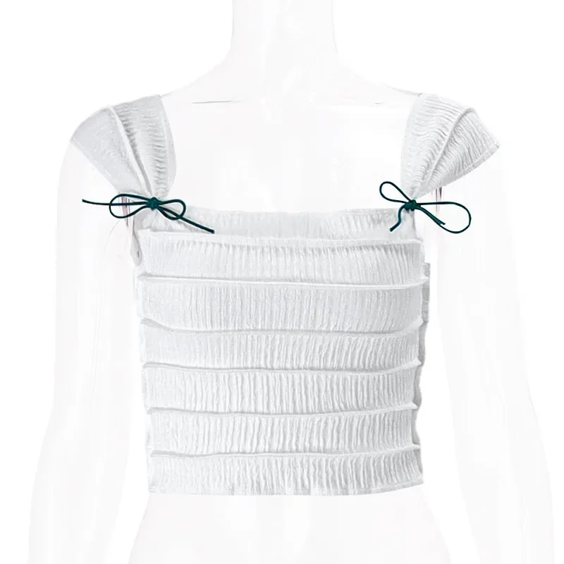 Y2K Corset Folds Bow Crop Top Square Collar Slim Short Sleeve Vest Retro Harajuku Basic French Tee Women Elegant Chic Tops Camis
Y2K Corset Folds Bow Crop Top Square Collar Slim Short Sleeve Vest Retro Harajuku Basic French Tee Women Elegant Chic Tops Camis