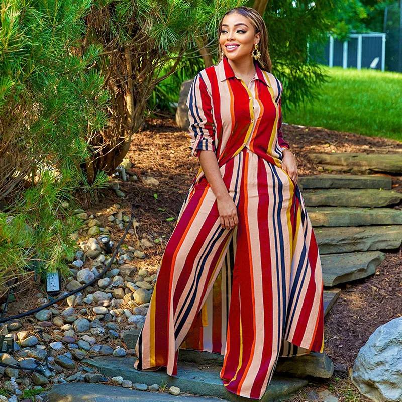 Autumn Winter Striped Print Two Piece Set Women Matching Sets X-long Shirt Top + Wide Leg Pants Suit Elegant Party Club Outfits
Autumn Winter Striped Print Two Piece Set Women Matching Sets X-long Shirt Top + Wide Leg Pants Suit Elegant Party Club Outfits