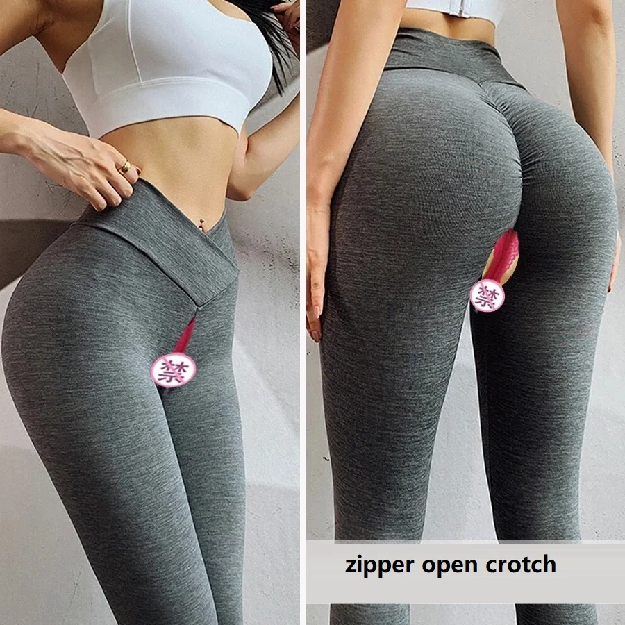 

Outdoor free take off female zipper invisible open crotch Yoga Pants Leggings Tights Peach hip bodybuilding