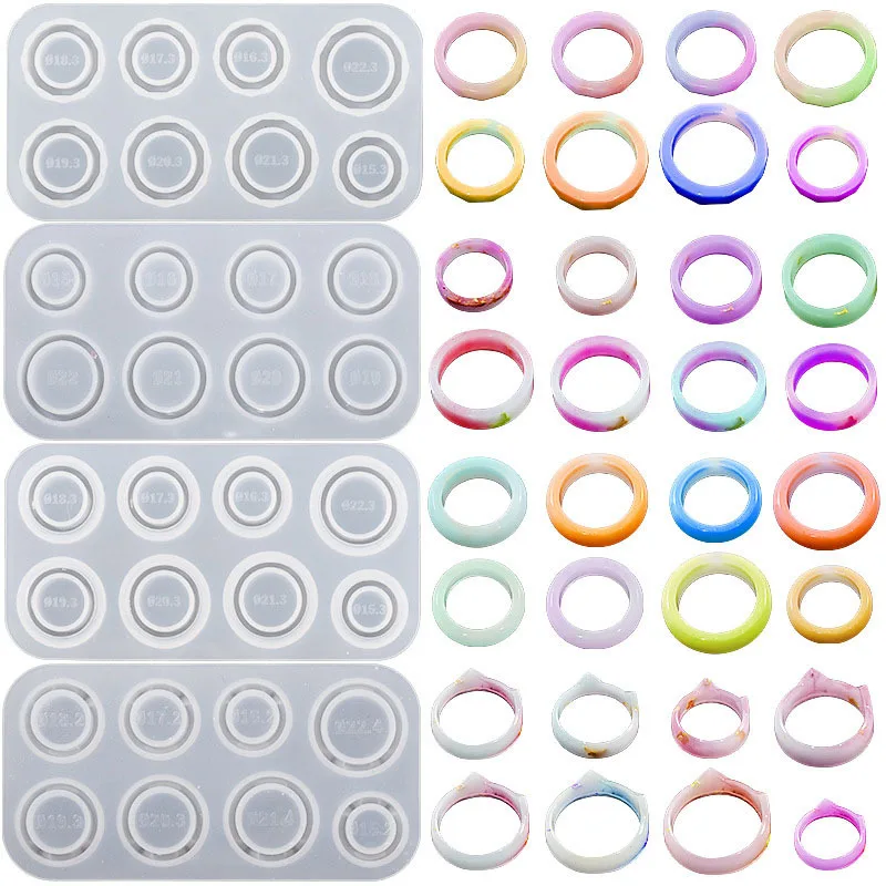 

DIY Ring Resin Epoxy Molds Jewelry Silicone Mold Collection Handmade Crystal Silicone Gem Mold Rings Molds Jewelry Ring Box Mold