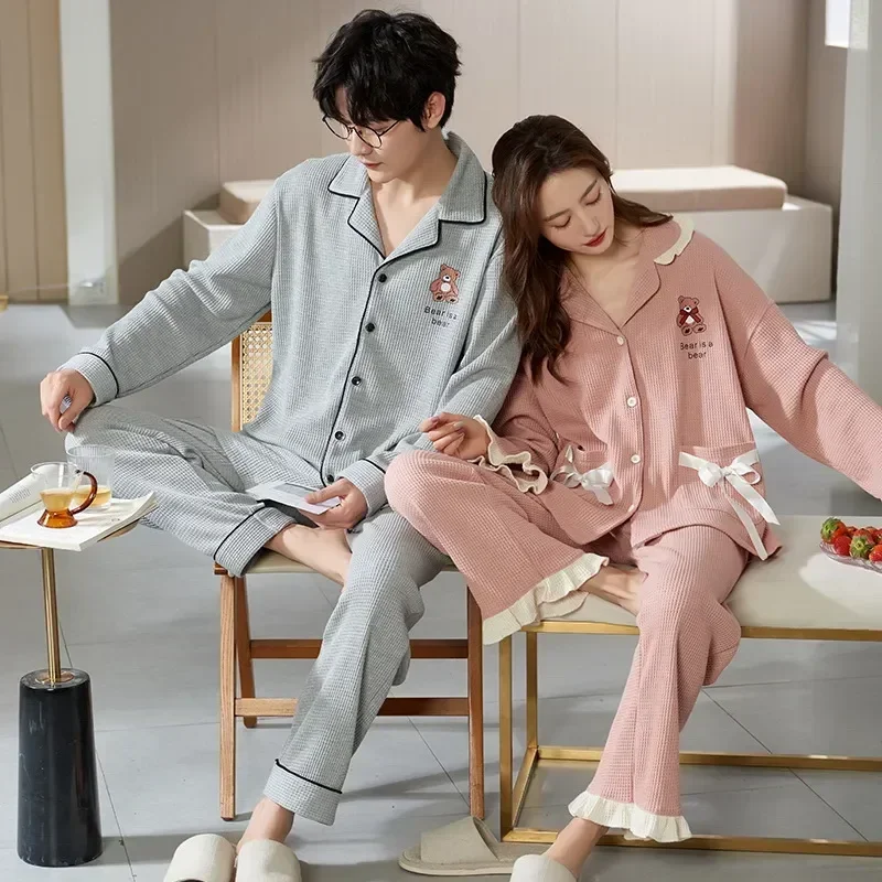 

Couples Home Cotton Male Homewear Cute Female Women Suit Pyjamas Cartoon Pajamas Pijamas Nightwear Lovers Men 2023